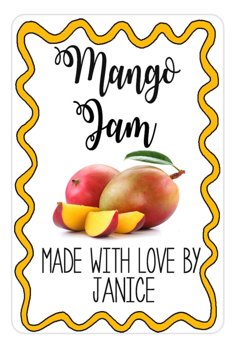 Jam Labels Mango Jam Labels Canning Labels Mango Preserves Etsy