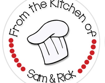 From the Kitchen Of, Chef Stickers, Kitchen Stickers, Chef Hat Stickers, Cookie Labels, Canning Labels, Baking Labels, SET OF 12 (73A)