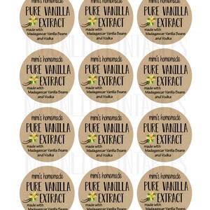 Vanilla Extract Labels, Homemade Vanilla Extract, Canning Labels, Homemade Kitchen Gift, Vanilla Bottle Label, Personalized Jar Sticker 525 image 5