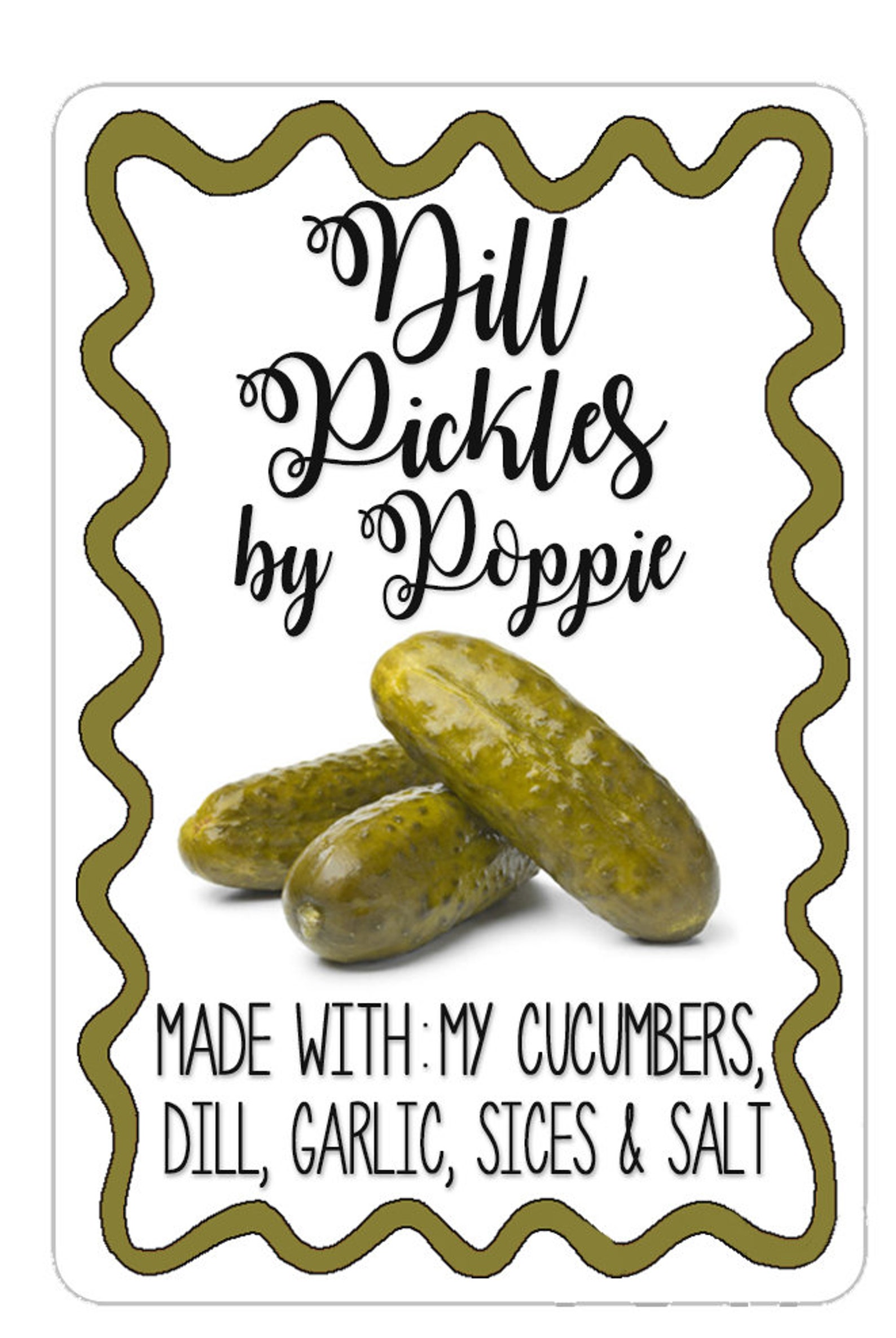 Pickle Labels Dill Pickle Label Sweet Pickle Labels Canning Etsy