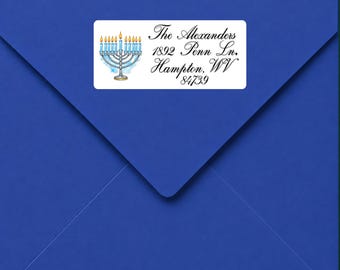 Personalized Hanukkah Return Address Labels, Jewish Holiday Stickers