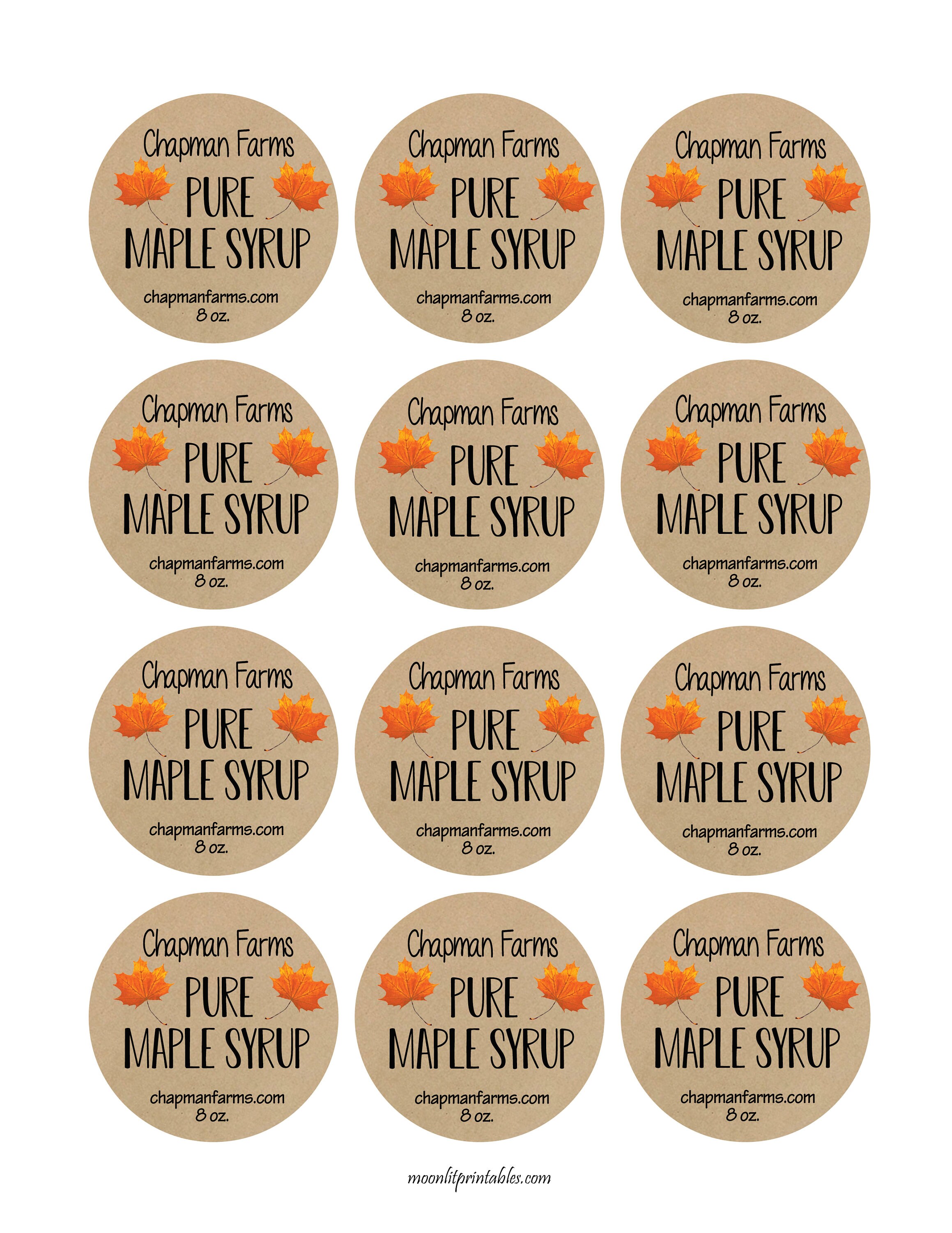 Maple Syrup Label Canning Label Custom Maple Syrup Labels Etsy