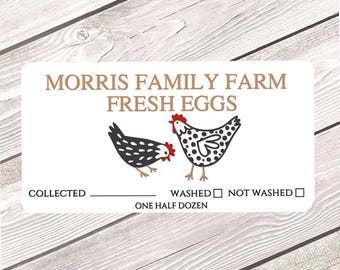 Personalized Chicken Egg Stickers, Farmhouse Egg Carton Labels, Unwashed Egg Carton Labels
