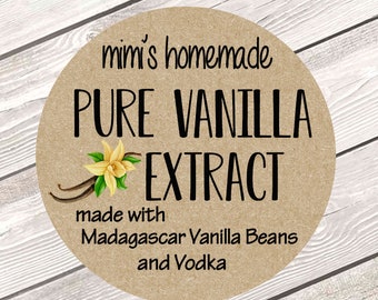 Vanilla Extract Labels, Homemade Vanilla Extract, Canning Labels, Homemade Kitchen Gift, Vanilla Bottle Label, Personalized Jar Sticker