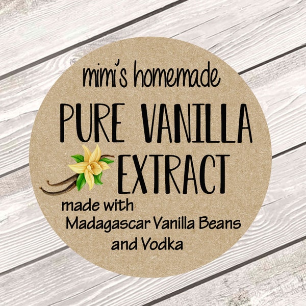 Vanilla Extract Labels, Homemade Vanilla Extract, Canning Labels, Homemade Kitchen Gift, Vanilla Bottle Label, Personalized Jar Sticker #525