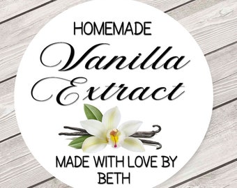 Personalized Labels for Vanilla Extract, Minimalist Vanilla Sugar Label, Kitchen Gift for Mom, Homemade Extract Labels, Vanilla Bottle Label