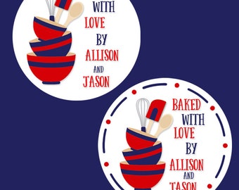 Baking Labels, Baked With Love Labels, Cookie Bag Label, Personalized Kitchen Sticker, Canning Label, From the Kitchen of, SHEET OF 12 #1240