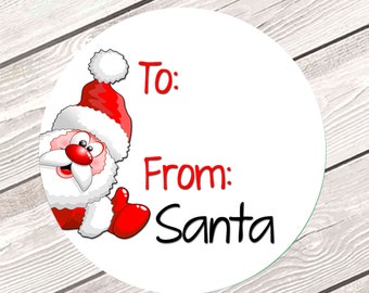 Personalized Santa Label, From Santa Label, Custom Christmas Tags, Santa Holiday Label, To From Christmas Stickers, BOGO #2057