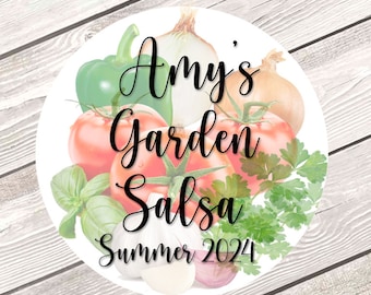 Custom Garden Salsa Mason Jar Labels, Personalized Canning Stickers