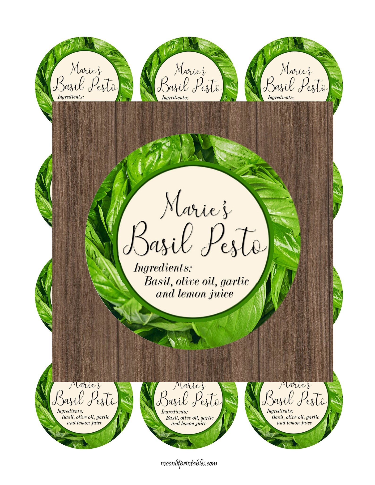 Canning Labels, Basil Pesto Sauce, Custom Food Label, Homemade Pesto ...
