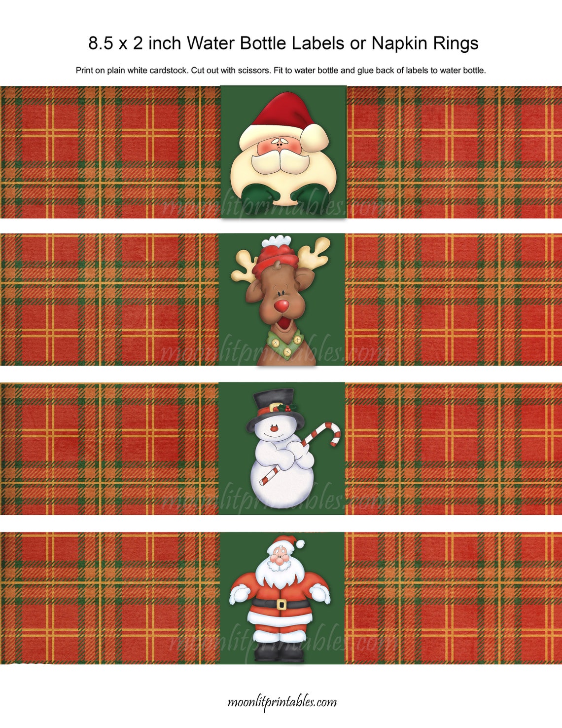 INSTANT DOWNLOAD Christmas Water Bottle Labels Xmas Napkin - Etsy