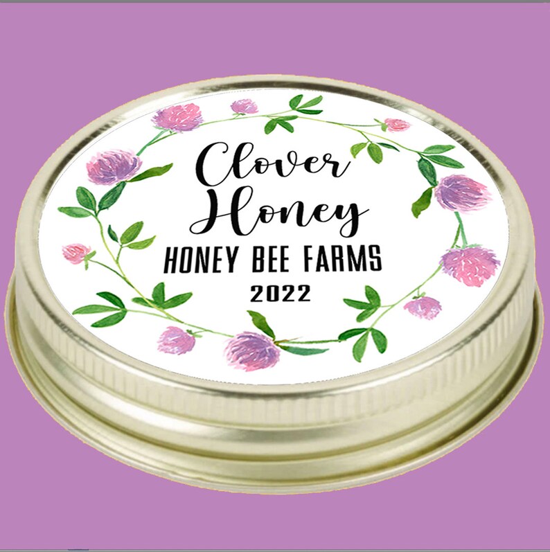 Etiquetas de miel, Etiquetas de tarro de miel de trébol, Miel orgánica, Miel pura, Miel de flores, Miel cruda, Abejas melíferas, Miel de apicultor, Panal 1861 imagen 3