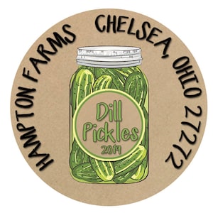 Pickle Label, Dill Pickle Label, Canning Label, Mason Jar Label, Custom Canning Label, Personalized Jar Label, Kraft Brown Label  #1022