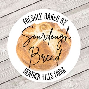 Sourdough Bread Label, Homemade Bread Sticker, Baked Goods Label, Bread Box Label, Pantry Label, Custom Food Label, Baked with Love Stickers zdjęcie 1