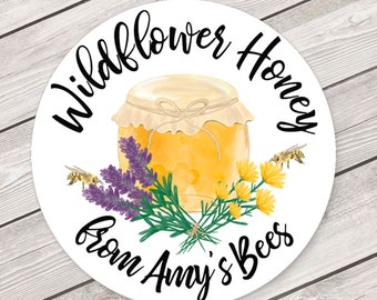 Honey Labels, Wildflower Honey Jar Labels, Organic Honey, Pure Honey, Raw Honey, Honey Bees, Flower Honey, Beekeeper Honey, Honeycomb #1862