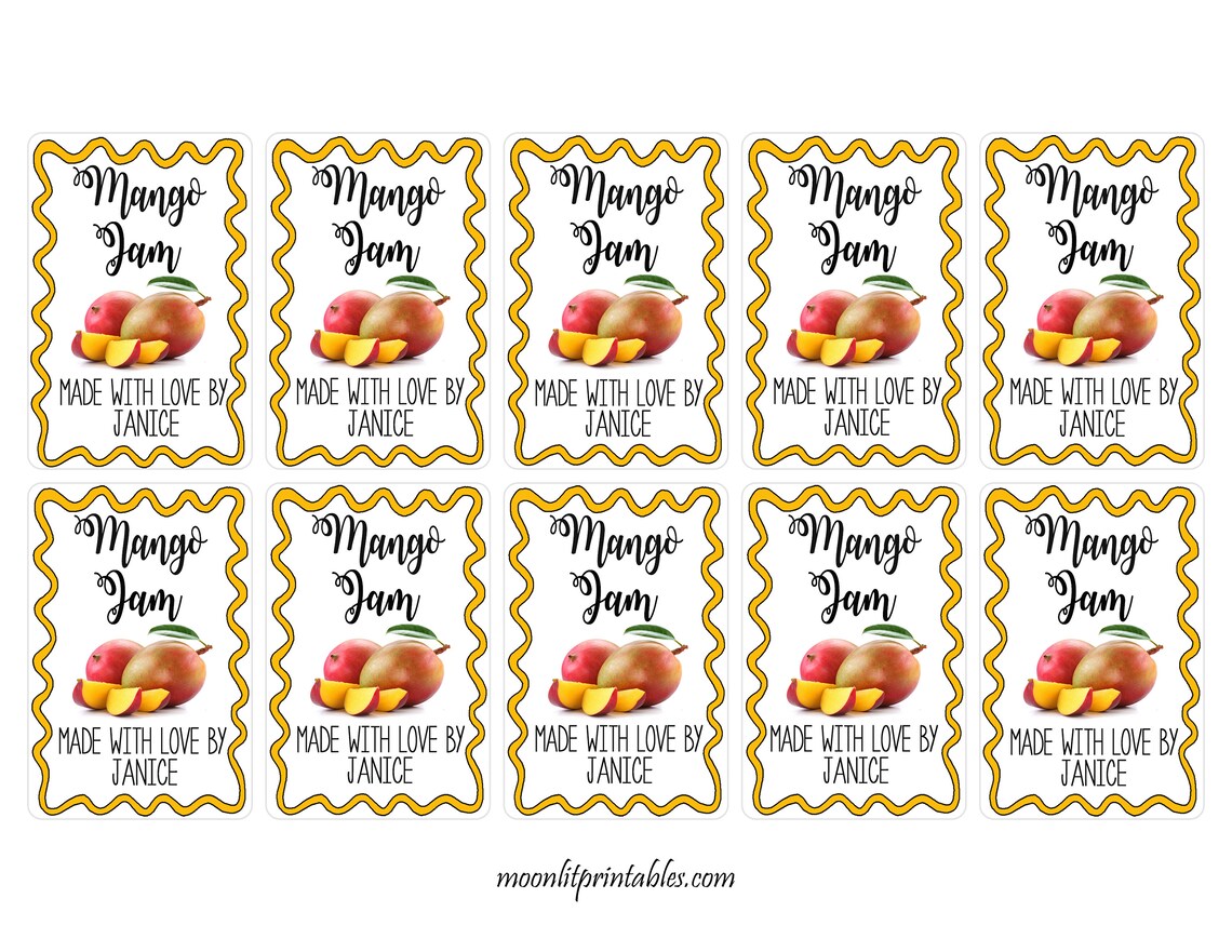 Jam Labels Mango Jam Labels Canning Labels Mango Preserves Etsy