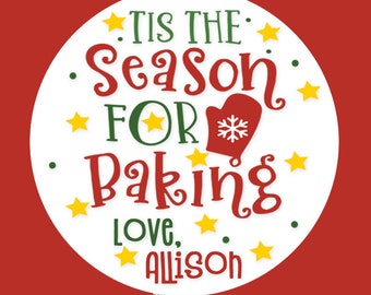 Baking Label, Tis the Season, Christmas Cookies, From the Kitchen of, Personalized Kitchen Sticker Baking Spirits Bright SHEET OF 12 #1217