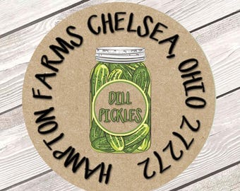 Pickle Label, Dill Pickle Label, Canning Label, Mason Jar Label, Custom Canning Label, Personalized Jar Label, Kraft Brown Label