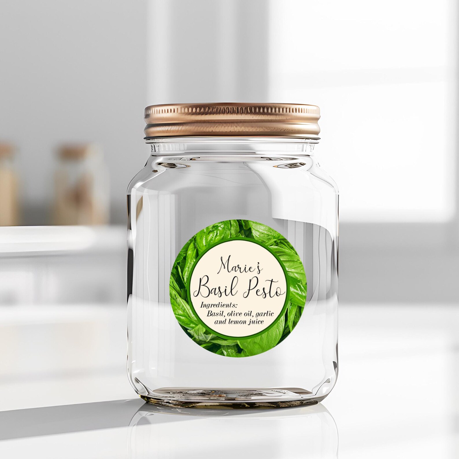 Canning Labels, Basil Pesto Sauce, Custom Food Label, Homemade Pesto ...