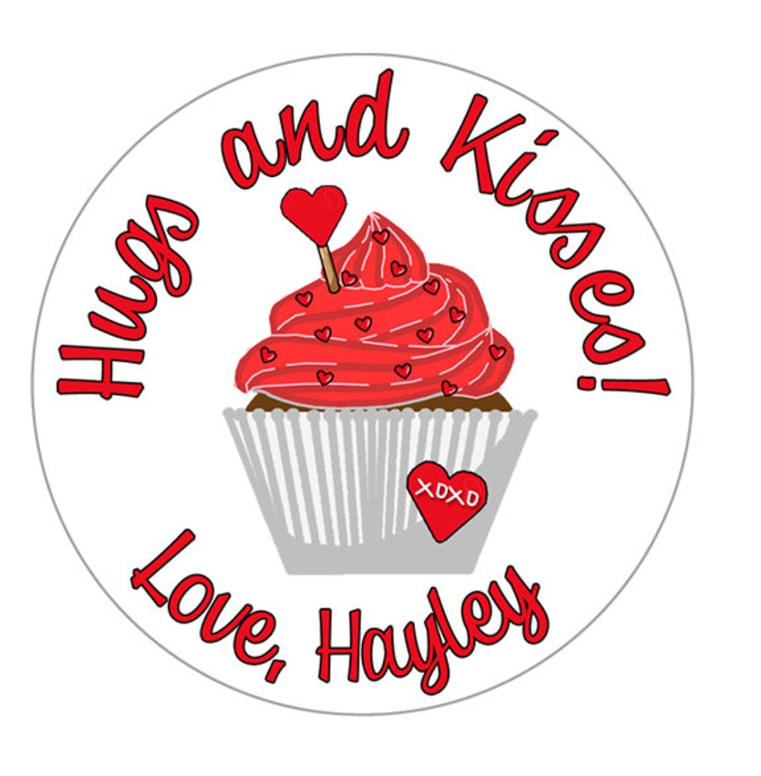 Valentine Stickers Red Hearts Hugs and Kisses Kids - Etsy