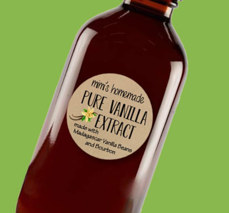 Vanilla Extract Labels, Homemade Vanilla Extract, Canning Labels, Homemade Kitchen Gift, Vanilla Bottle Label, Personalized Jar Sticker 525 image 3