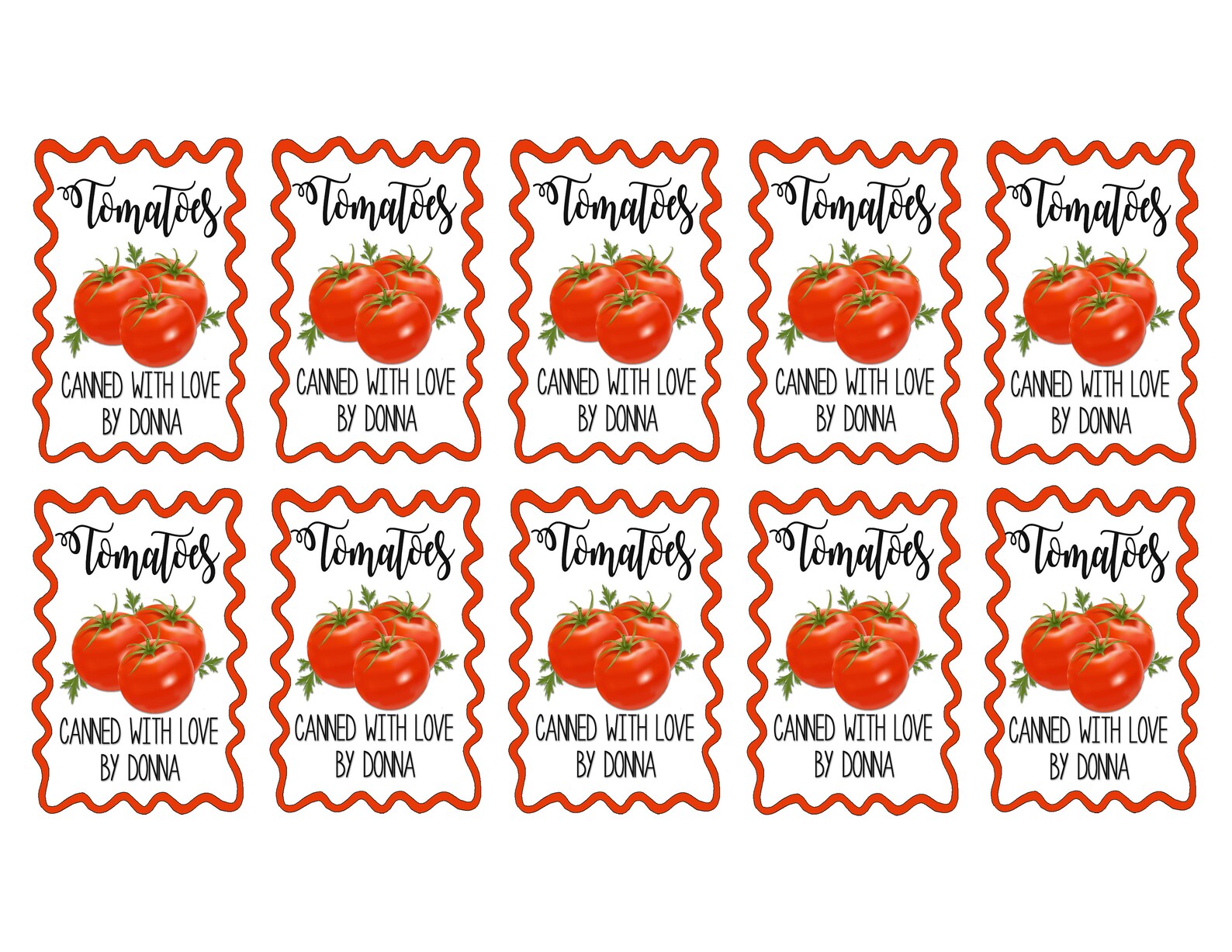 Canned Tomato Labels Canning Labels Diced Tomato Labels Etsy