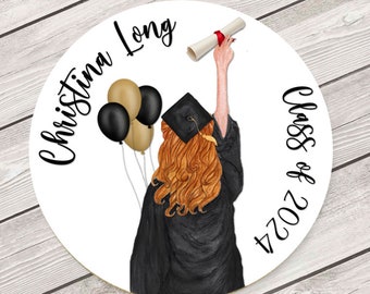 Graduation Stickers for the Class of 2024, Personalized Graduation Party Favor Labels, Graduation Envelope Seals, 2024 Graduate #2800