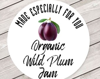 Canning Labels, Plum Jam Labels, Homemade Jam Labels, Mason Jar Labels, Wild Plum Jelly, Personalized Jar Stickers, Vanilla Label #1901