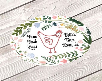 Custom Egg Carton Labels for Farmers, Personalized Chicken Egg Stickers, Backyard Chicken Coop Packaging, Farm Fresh Egg Labels