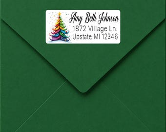 Personalized Christmas Return Address Labels | Custom Holiday Mailing Stickers, Peel & Stick Christmas Card Labels 2.5x1"