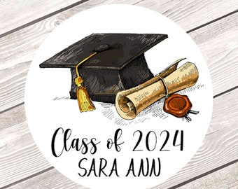 Personalized Graduation Stickers for the Class of 2024, Graduation Envelope Seals, 2024 Graduate, Graduation Party Favor Stickers #587