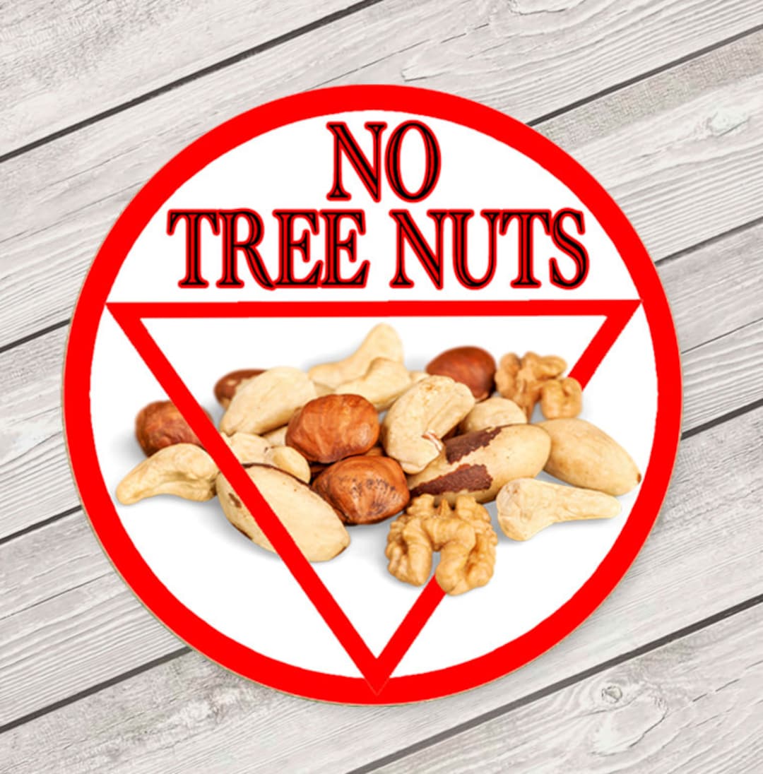 Tree Nut Allergy Labels, Allergy Warning Stickers, Food Allergy Alert ...