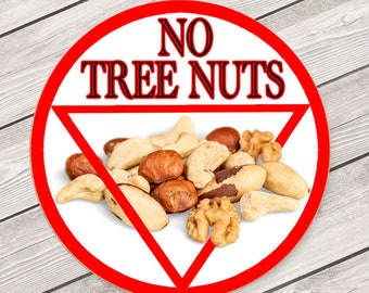 Tree Nut Allergy Labels, Allergy Warning Stickers, Food Allergy Alert Label, No Tree Nut Stickers, Peanut Allergy Sticker #2063