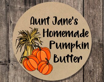 Pumpkin Butter Labels, Mason Jar Labels, Applesauce Labels, Pumpkin Canning Labels, Honey Jar Labels, Kraft Brown Labels,  #1019P