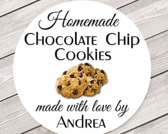 Personalized Cookie Labels, Chocolate Chip Cookie Labels, Cookie Baking Labels, Bakery Box Stickers, Business Bakery Labels #2062