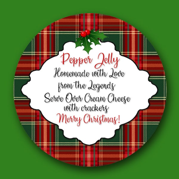 Christmas Canning Labels, Hot Pepper Jelly Labels, Mason Jar Labels, Jam Labels, Pepper Jelly Dip Labels, Personalized Jar Stickers #1792