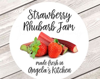 Personalized Jam Labels, Custom Jelly Labels, Strawberry Rhubarb Jam Labels,  Mason Jar Labels, Canning Labels, Homemade Jam Label #1904