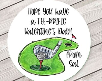 Valentine Stickers, Golf Valentines, Golf Course Valentines, Sports Valentines, Valentines Favor Stickers, Classroom Valentine #2006