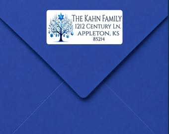 Personalized Hanukkah Return Address Labels, Jewish Holiday Stickers