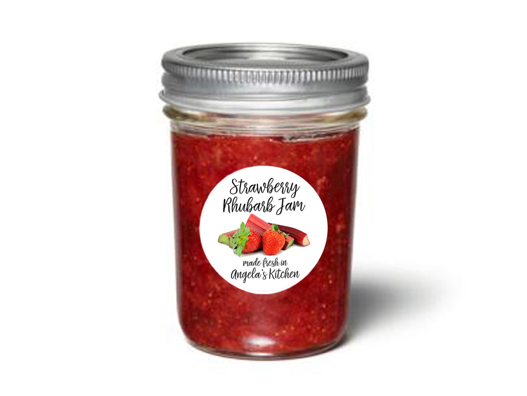 Personalized Jam Labels, Custom Jelly Labels, Strawberry Rhubarb Jam
