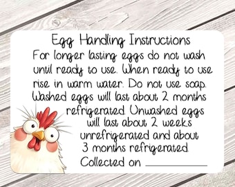 Egg Handling Instruction Stickers, Farmhouse Egg Stickers, Egg Carton Labels, Unwashed Egg Carton Labels, Farmers Market Labels