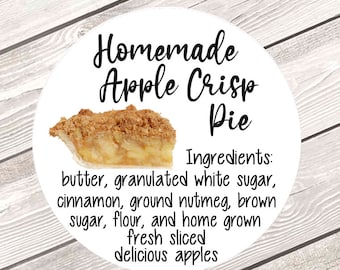 Modern Baking Label, Personalized Label, Apple Crisp Pie, Personalized Kitchen Label, From the Kitchen of Label,Homemade Kitchen Label #1909