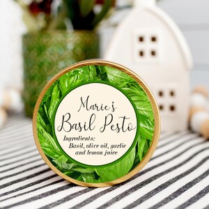 Canning Labels, Basil Pesto Sauce, Custom Food Label, Homemade Pesto ...