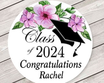 Personalized Graduation Sticker, Senior Class of 2024, Graduation Party Favor, Graduation Hat, Grad Party Decor, 2024 Graduate #1865