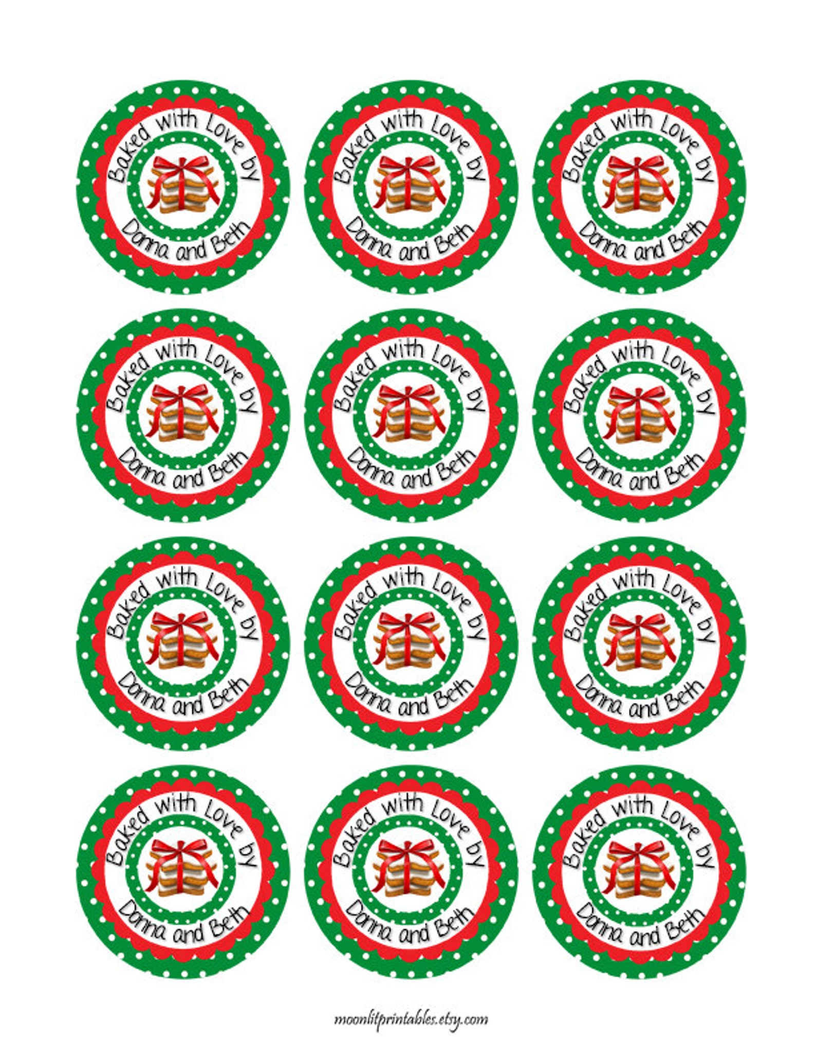 Cookie Labels, Christmas Cookie Stickers, Baking Labels, Cookie ...