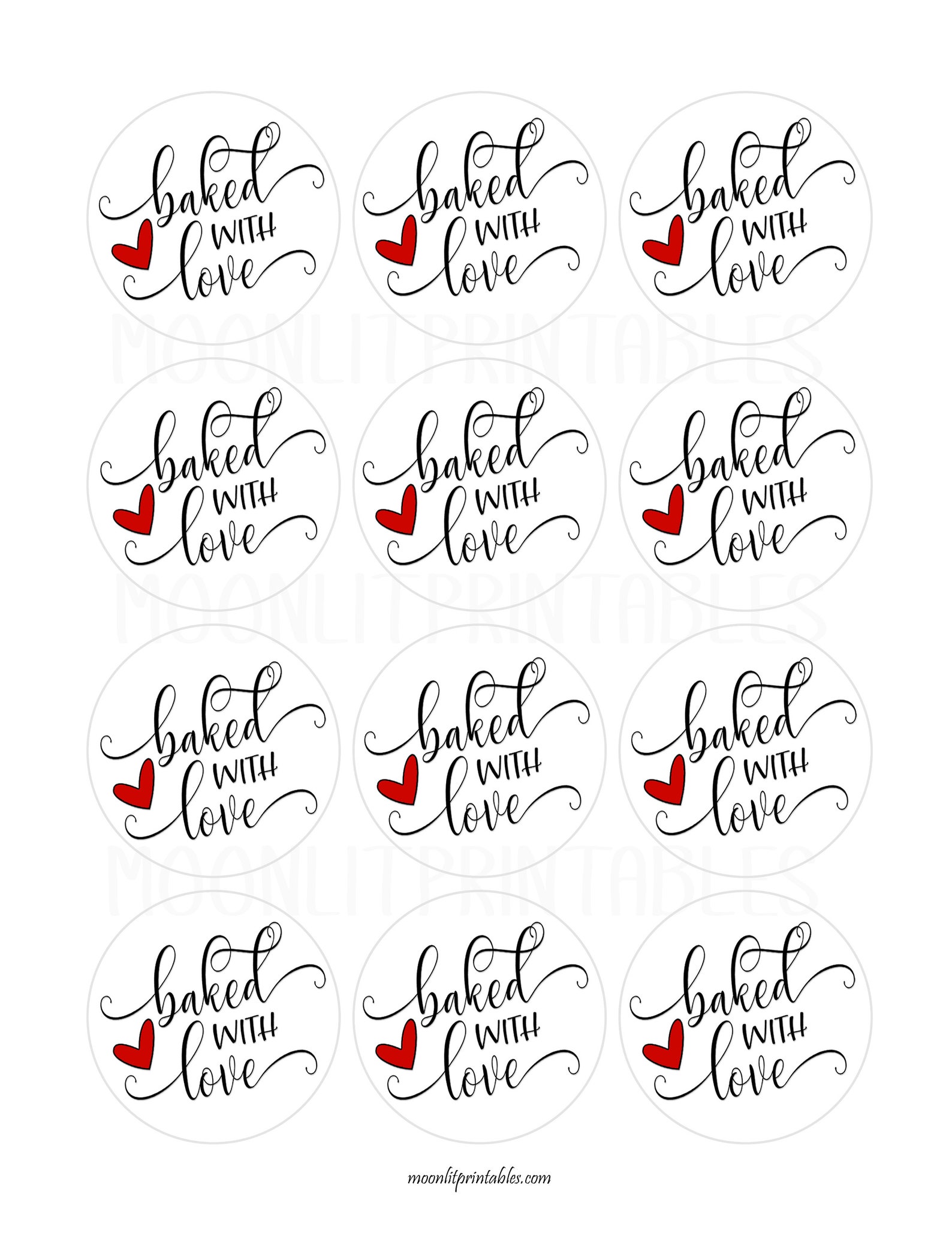 Baked With Love Labels Baking Labels Handmade With Love Etsy