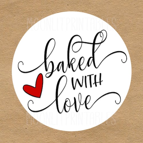Bakery Baked With Love Round Thank You Love Labels Stickers Gift Food Craft Box