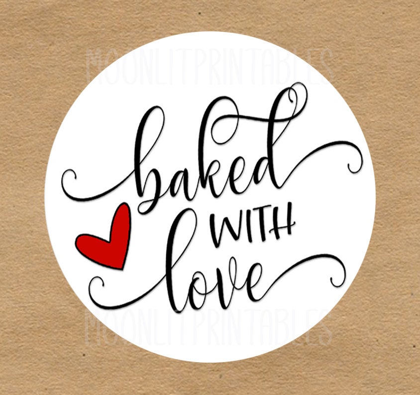 Baked with Love Labels Baking Labels Handmade with Love | Etsy