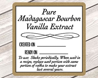 Personalized Vanilla Extract Labels, Vanilla Bottle Labels, Homemade Vanilla Extract, Canning Labels, Personalized Jar Stickers #1236