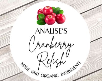 Personalized Labels, Cranberry Relish, Kitchen Store Jar, Cranberry Jelly, Canning Jar Labels, Regular Mouth Lids, Wide Mouth Lids #1917